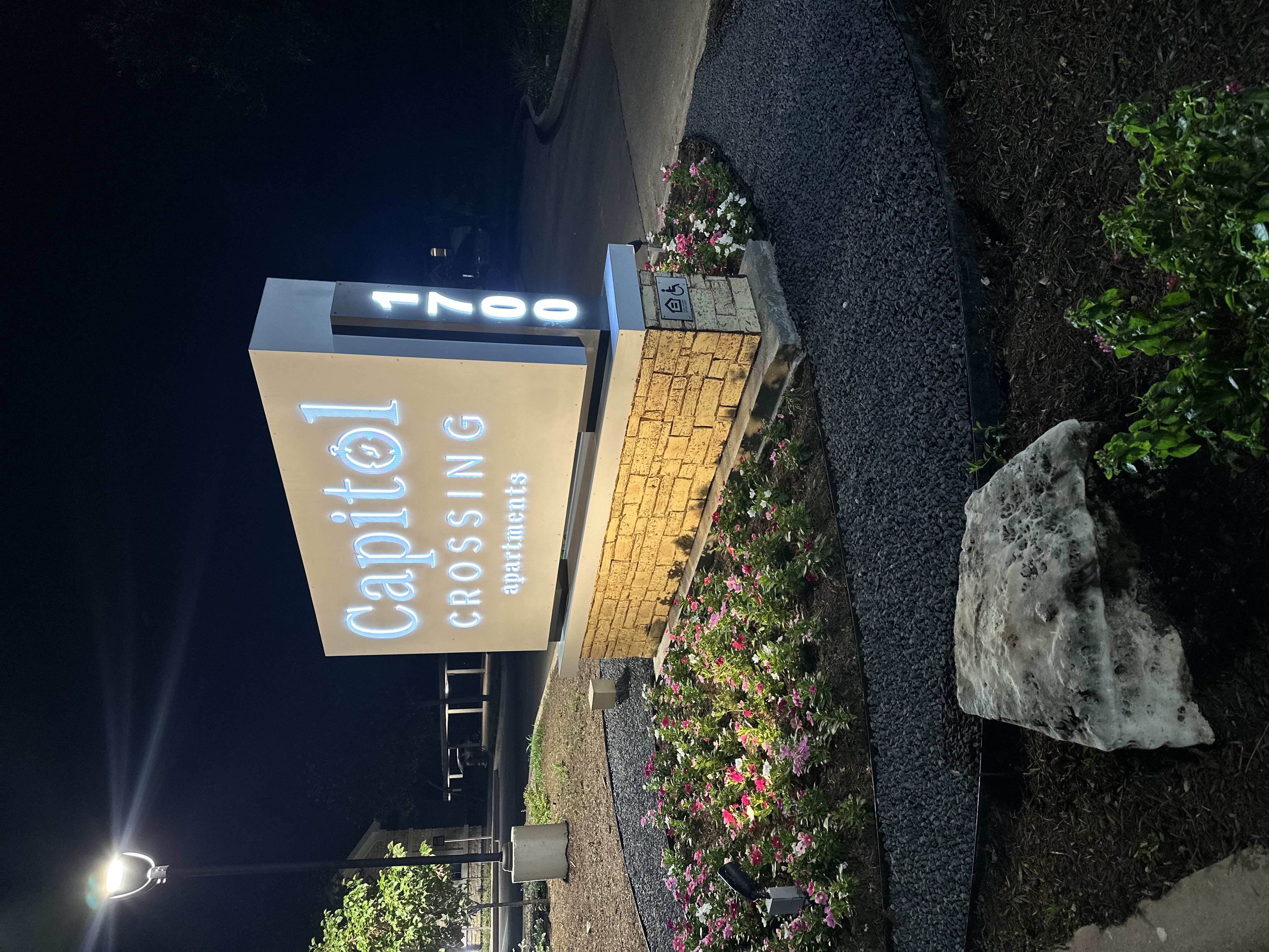 Illuminated Monument Sign for Apartment Complex